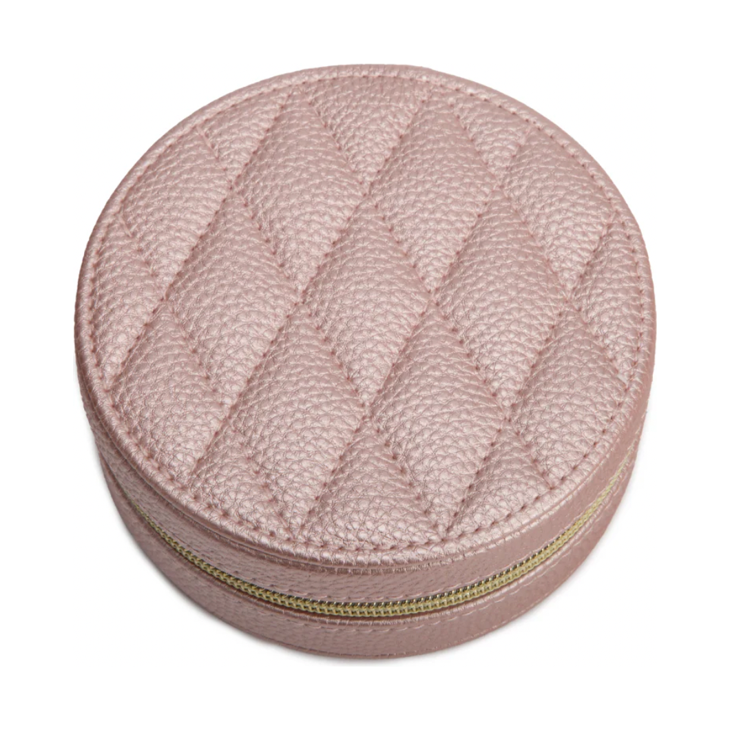 Leah Quilted Travel Jewelry Case - Pink