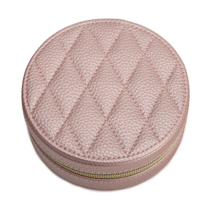 Leah Quilted Travel Jewelry Case - Pink