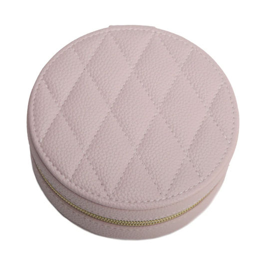 Leah Quilted Travel Jewelry Case - Pale Pink