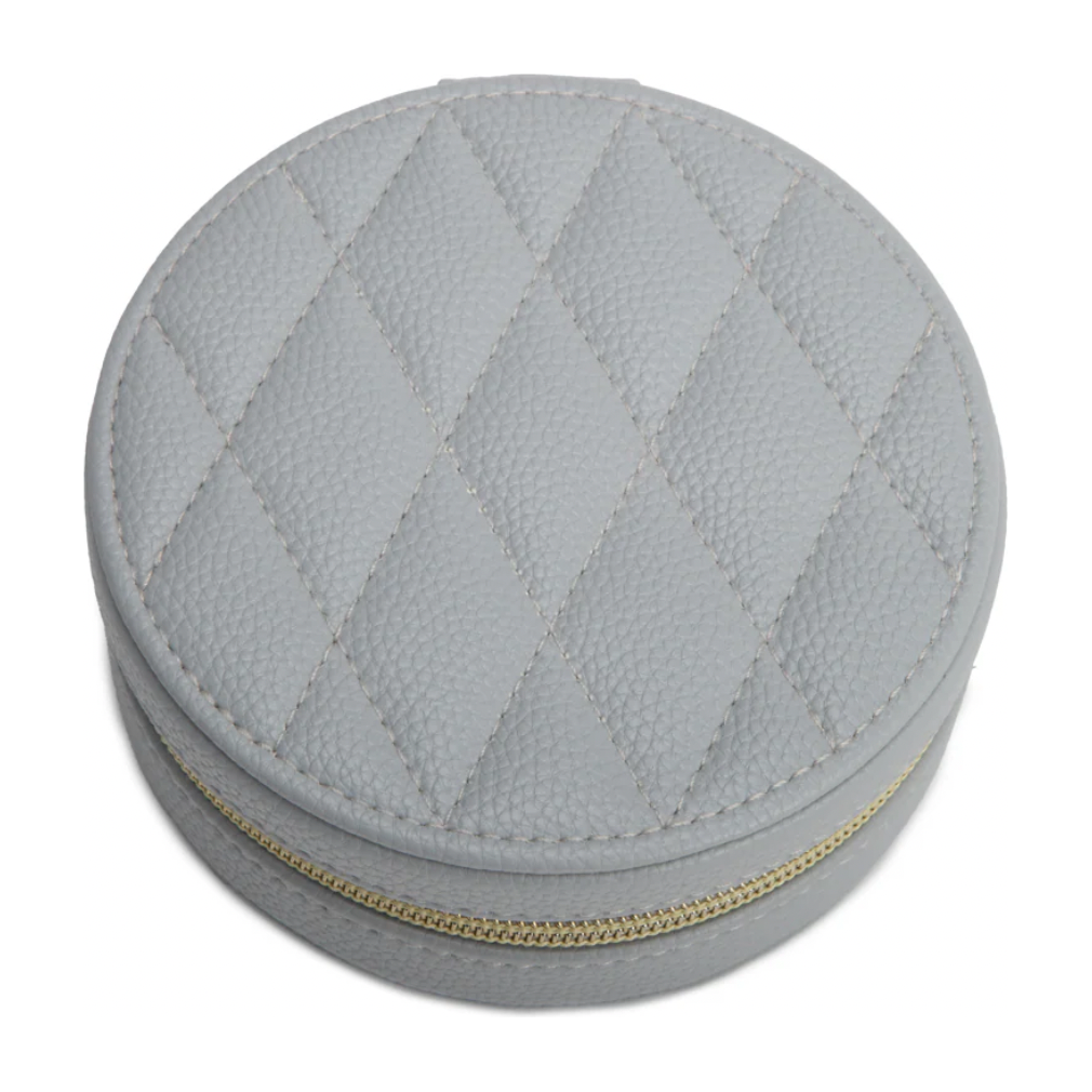 Leah Quilted Travel Jewelry Case - Grey