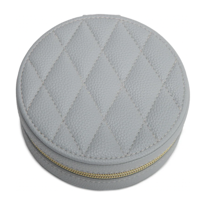 Leah Quilted Travel Jewelry Case - Grey