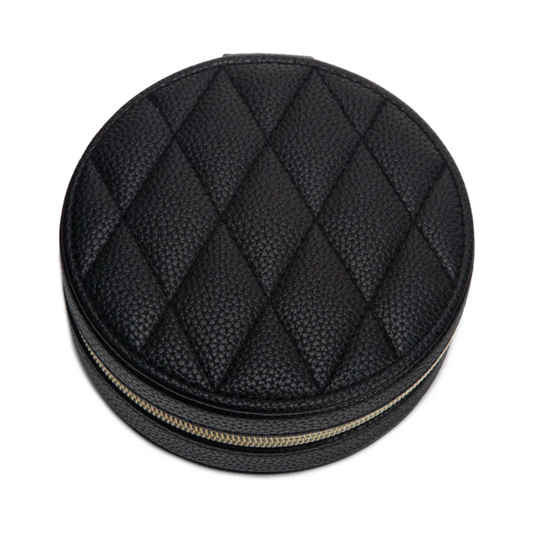 Leah Quilted Travel Jewelry Case - Black