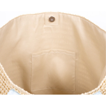 Straw Beach Tote: Black