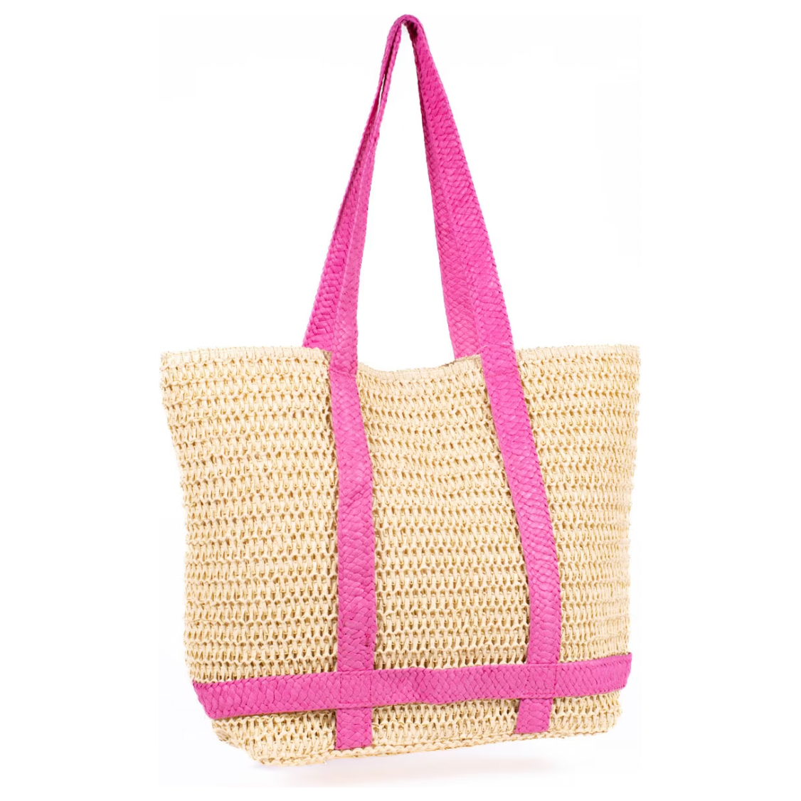 Straw Beach Tote: Pink