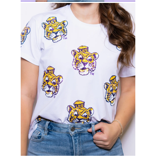 LSU Vintage Logo Sequin Tee