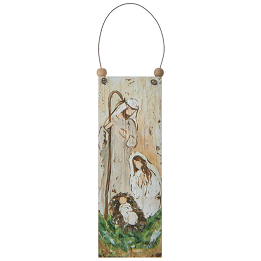 7" Holy Family Wooden Ornament