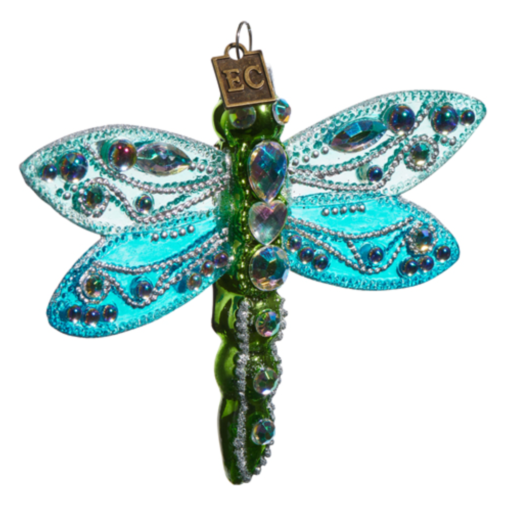 Beaded Dragonfly Ornament - Blue