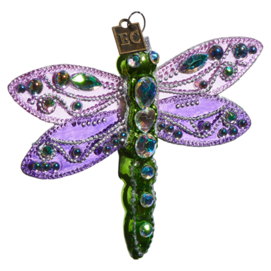 Beaded Dragonfly Ornament - Purple