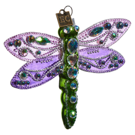Beaded Dragonfly Ornament - Purple