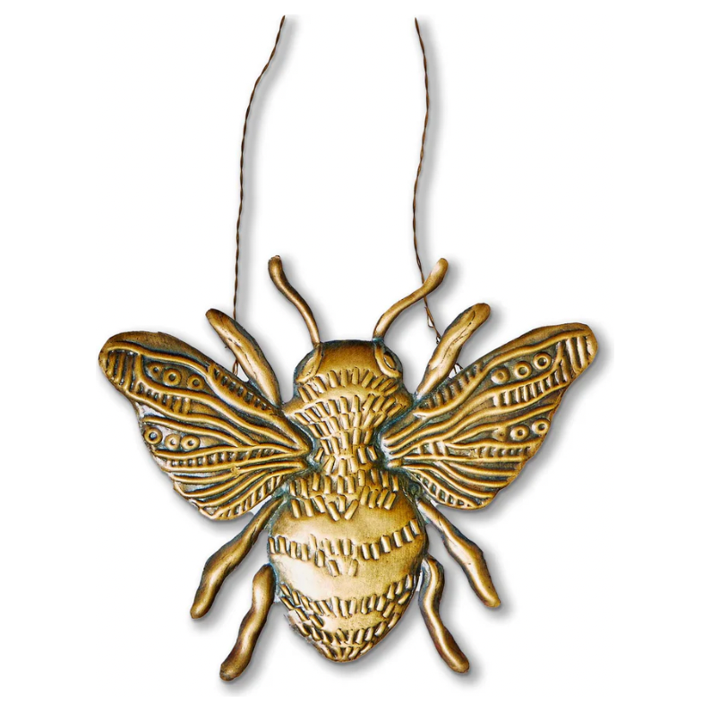 Bee Stamped Metal Ornament