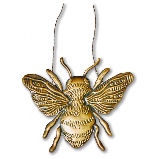Bee Stamped Metal Ornament