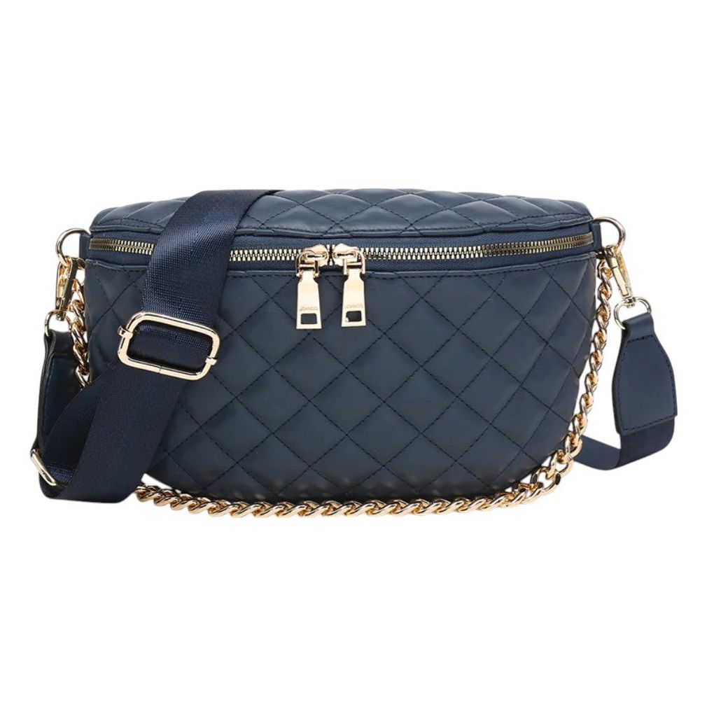 Sylvie Quilted Belt Bag: Navy