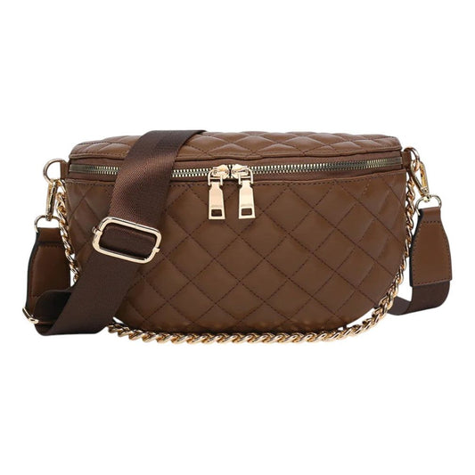 Sylvie Quilted Belt Bag: Chocolate