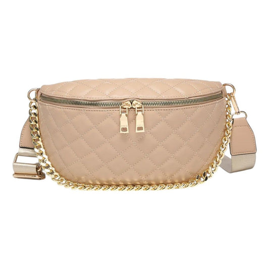 Sylvie Quilted Belt Bag: Tan