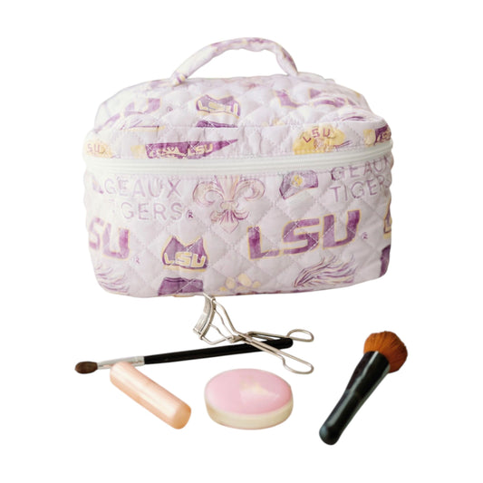 LSU Quilted Makeup Bag