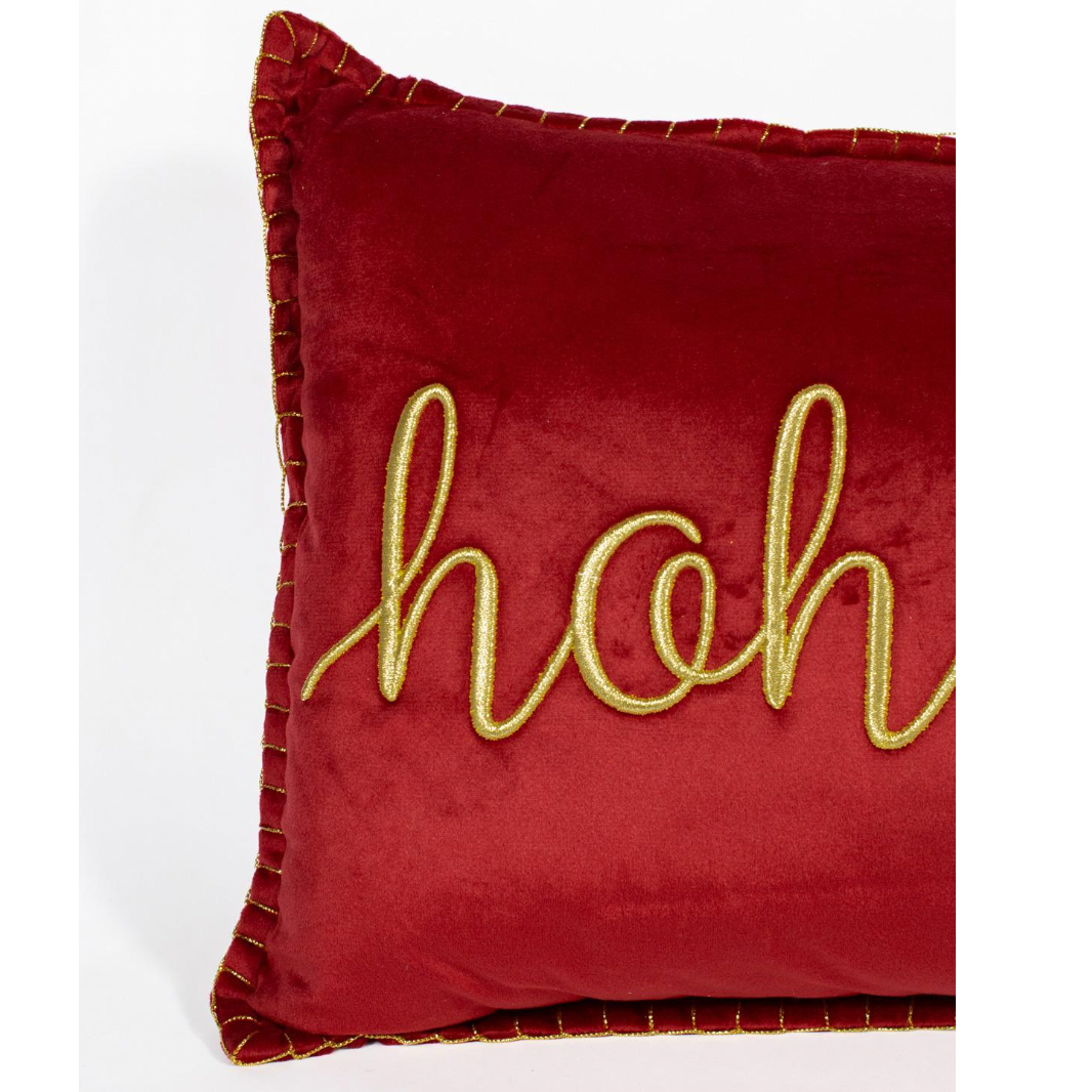 Ho Ho Ho Embroidered Pillow