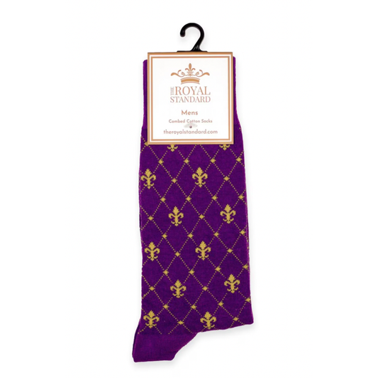 Purple · Gold Fleur de Lis Socks