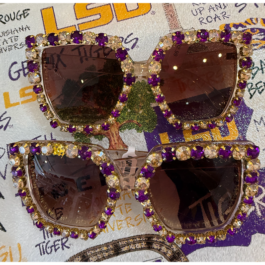 Purple + Gold Stone Sunglasses
