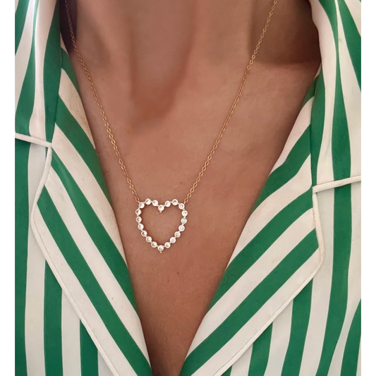 Pave Hollow Heart Necklace