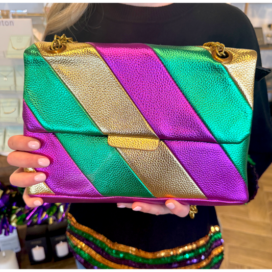 Metallic Striped Mardi Purse