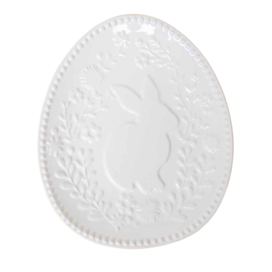 Embossed Floral Bunny Plate