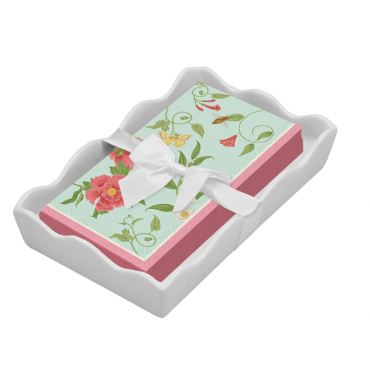 Rococo - Ceramic Wave Napkin Tray with Guest Towel