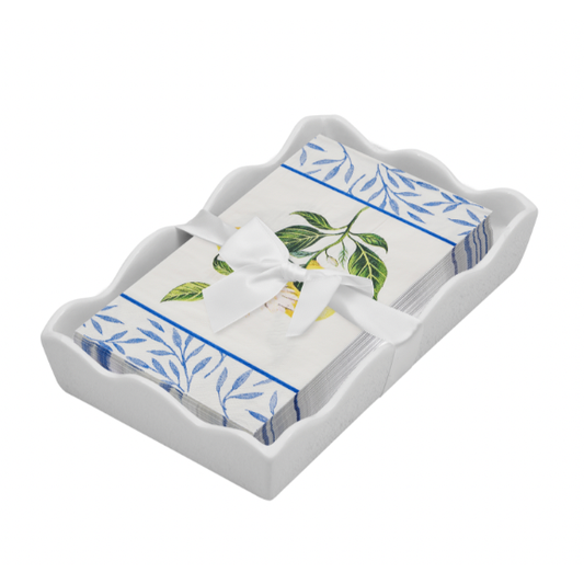 Capri - Ceramic Wave Napkin Tray with Guest Towel