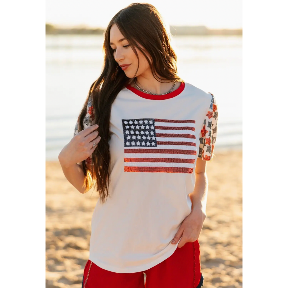Sequin Flag Top: