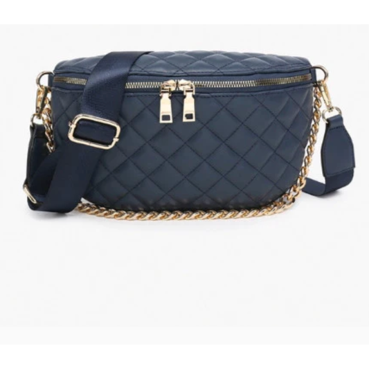 Sylvie Quilted Bag: Navy