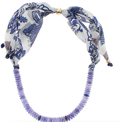 Scarf & Bead Necklace: Blue