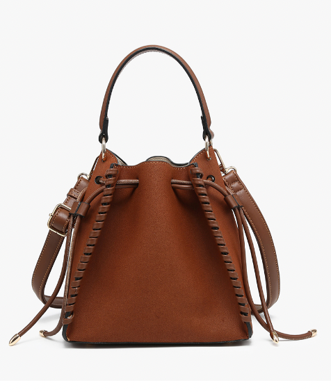 Elsa Faux Suede Bucket Bag - Brown