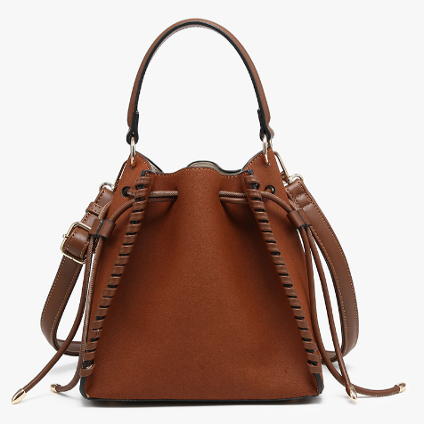 Elsa Faux Suede Bucket Bag - Brown
