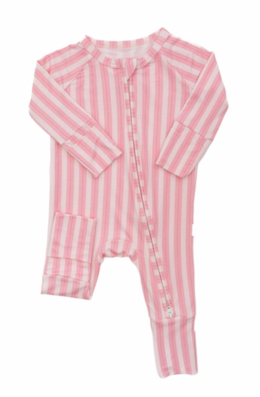 Red & White Stripe Sleep Romper:
