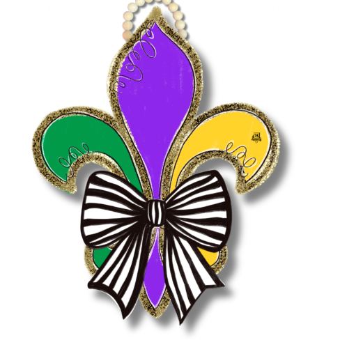 Mardi Gras Fleur de Lis Door Hanger