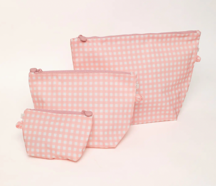 Pink Gingham Wipeable Pouch: