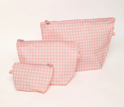 Pink Gingham Wipeable Pouch: