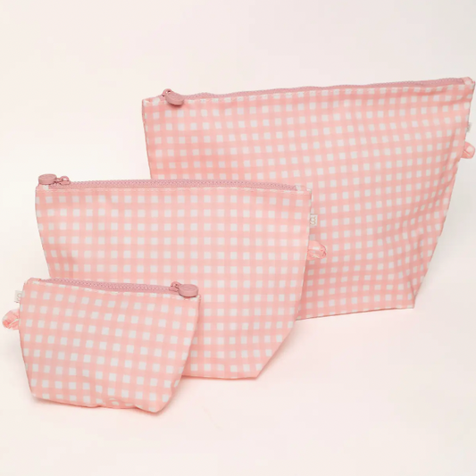 Pink Gingham Wipeable Pouch: