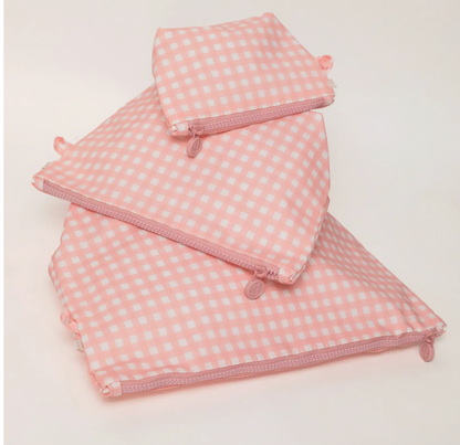 Pink Gingham Wipeable Pouch: