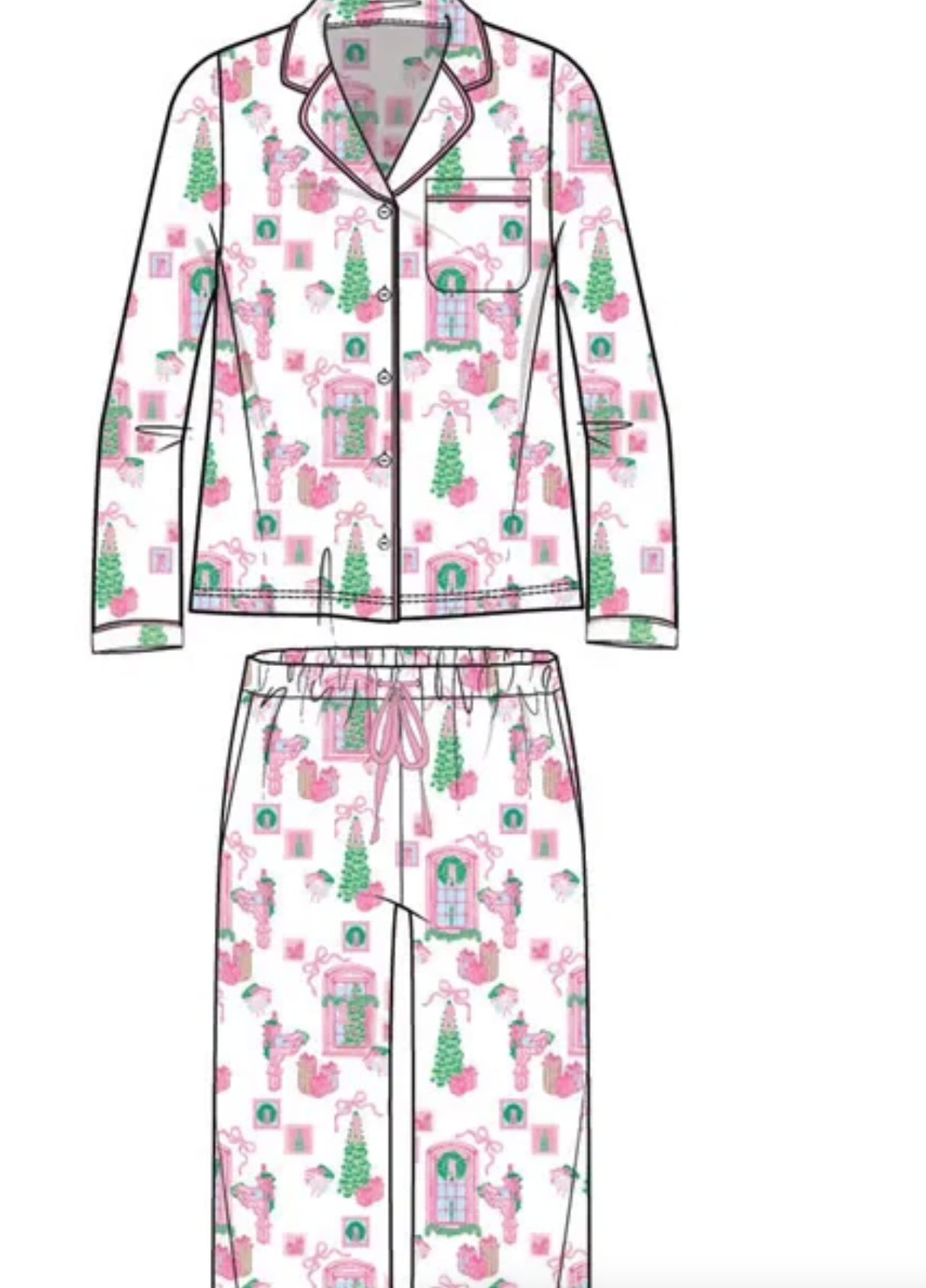 Charlotte Christmas Cottage Pajama Set: