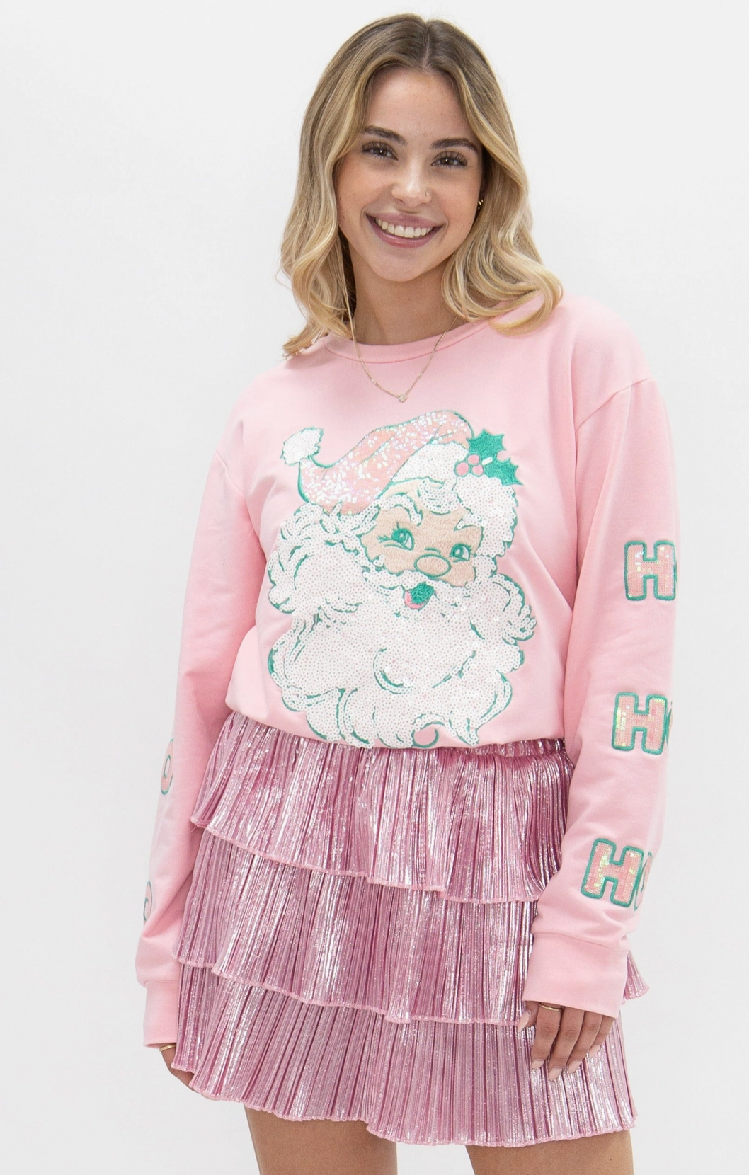 Sequin Santa Patch Top: