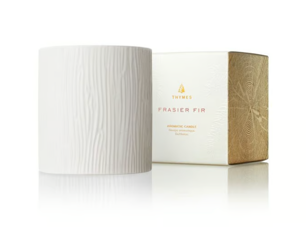 Frasier Fir: Gilded Boxed Wood Grain Candle