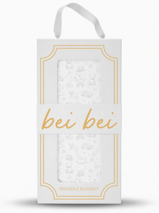 Nursery Toile Swaddle - Silver