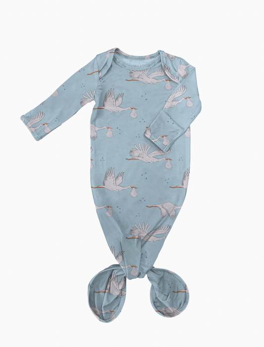 Blue Stork Newborn Gown