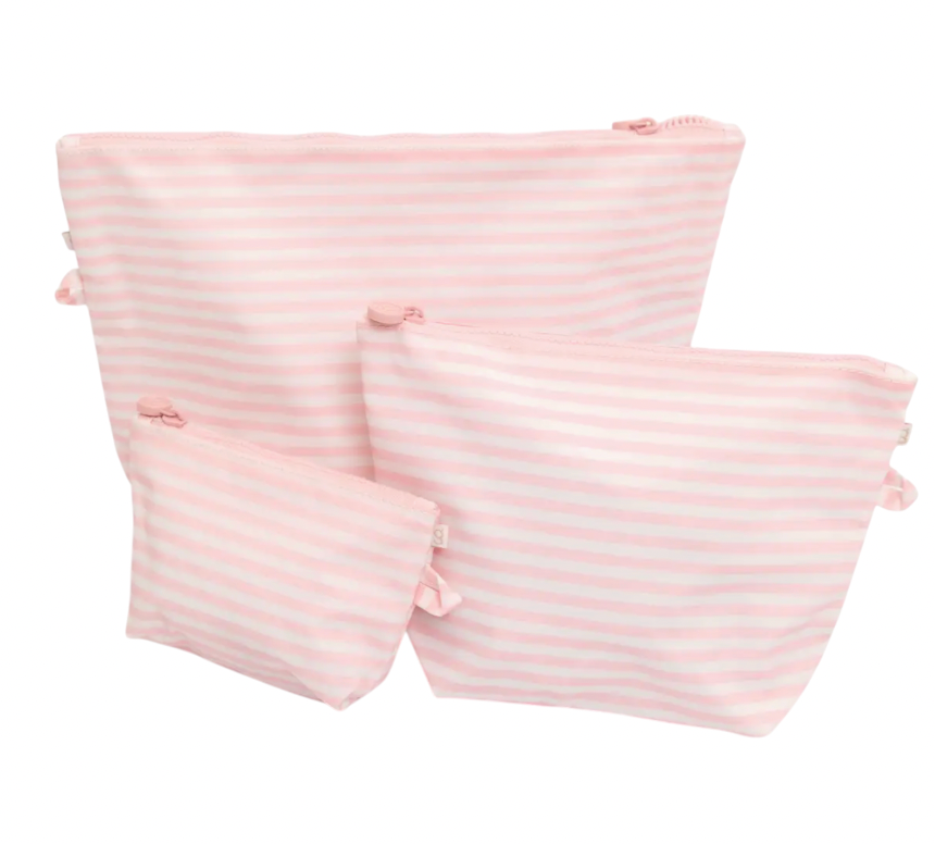 Pink Stripes Pouch Set: