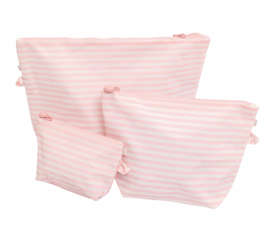 Pink Stripes Pouch Set: