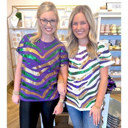 Mardi Tiger Stripe Sequin: Purple