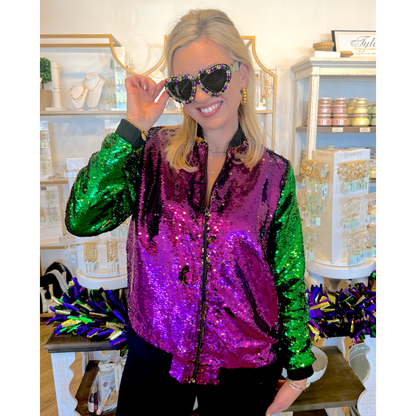 Reversible Sequin Mardi Gras Jacket