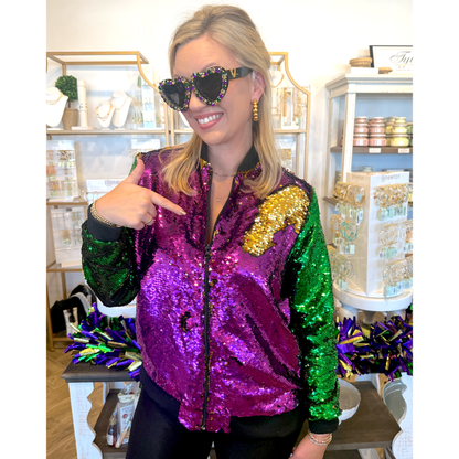 Reversible Sequin Mardi Gras Jacket