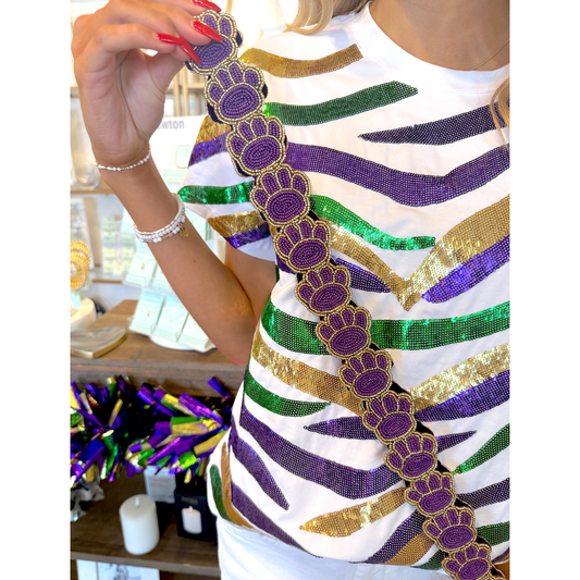 Beaded Paw Print Purse Strap