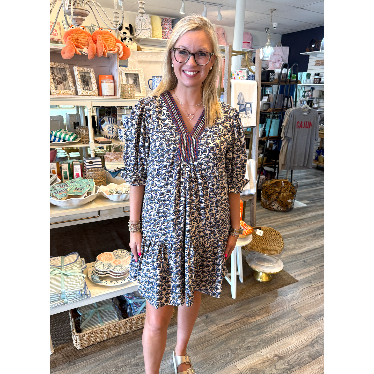 Puff Patch Print Dress: